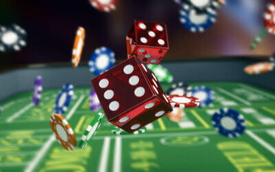 Dices flying in the air